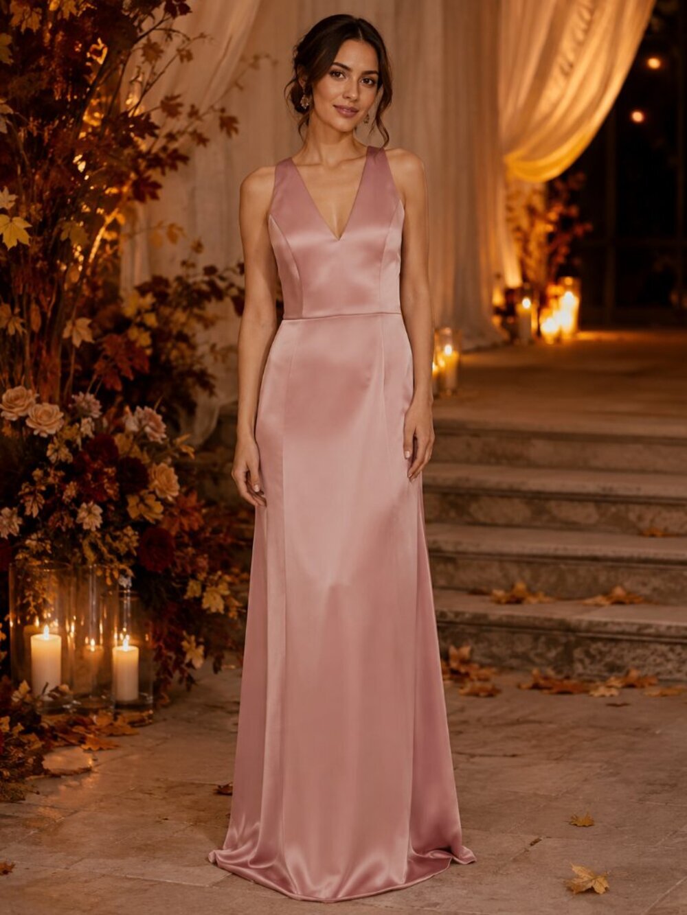 Amsale Kelani Dusty Rose Satin Gown Size 8 NWT Bridesmaid Formal Dress